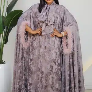 PONCHO FUR SLEEVE PRINT DRESS 23 - Image 2