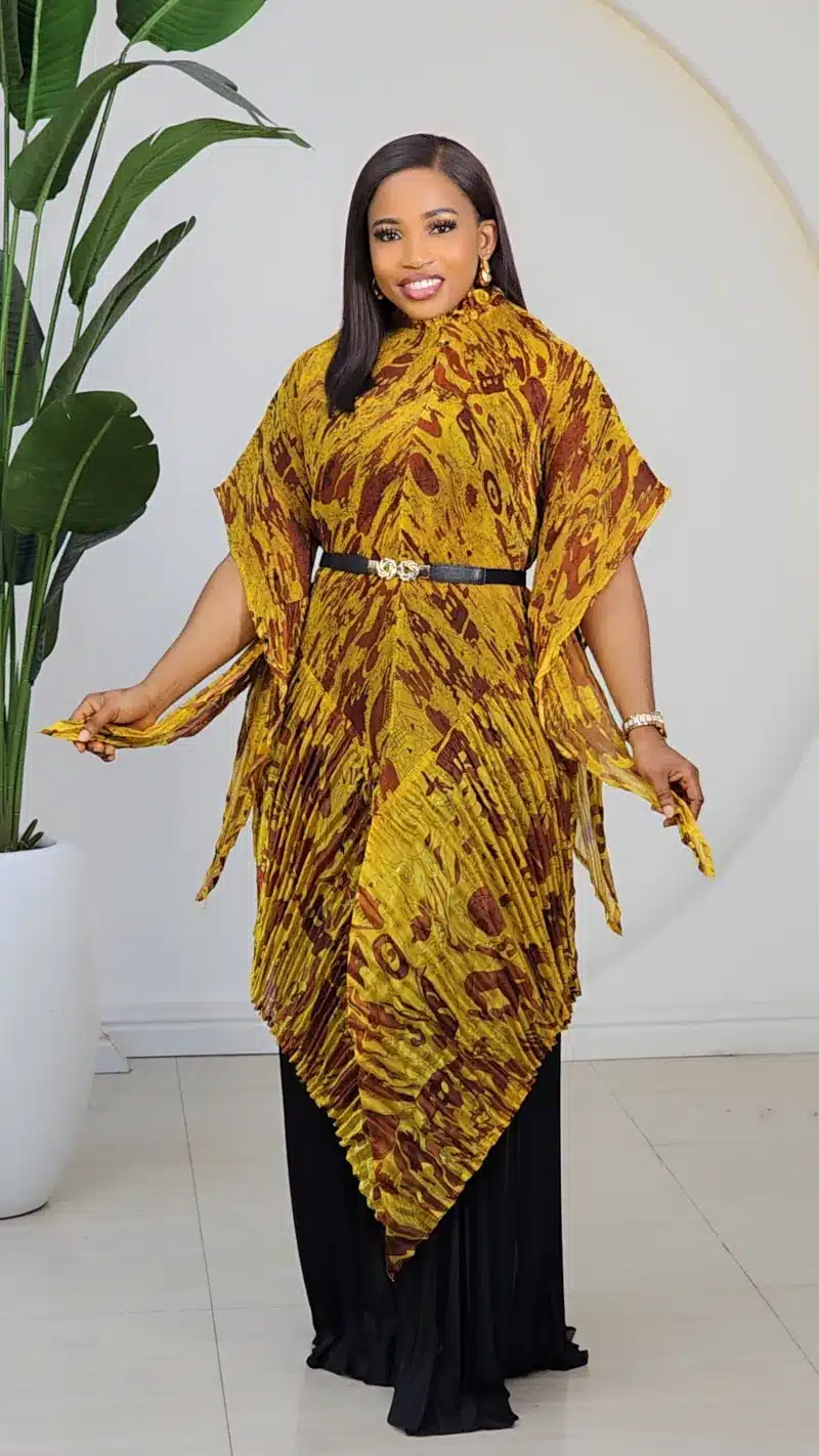 PRINT MIYAKE TOP & PLEAT PANT SET 2102