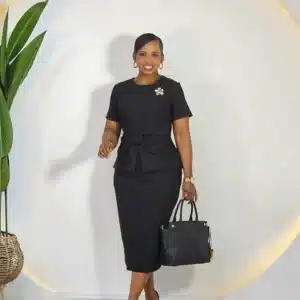 RUFFLE BOW WAIST MIDI DRESS L705 - Image 3