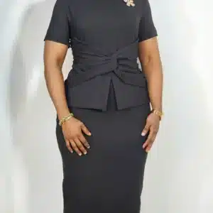 RUFFLE BOW WAIST MIDI DRESS L705 - Image 2