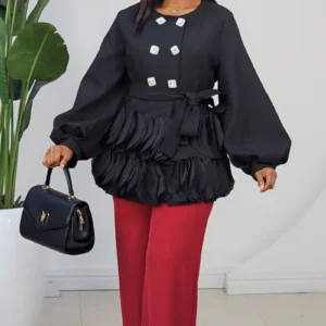 RUFFLE HEM BUBBLE SLEEVE BLAZER 993 - Image 2