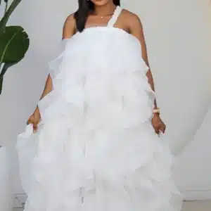 RUFFLE MONO STRIPE ANKLE DRESS 6182 - Image 4