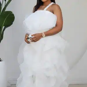 RUFFLE MONO STRIPE ANKLE DRESS 6182 - Image 2