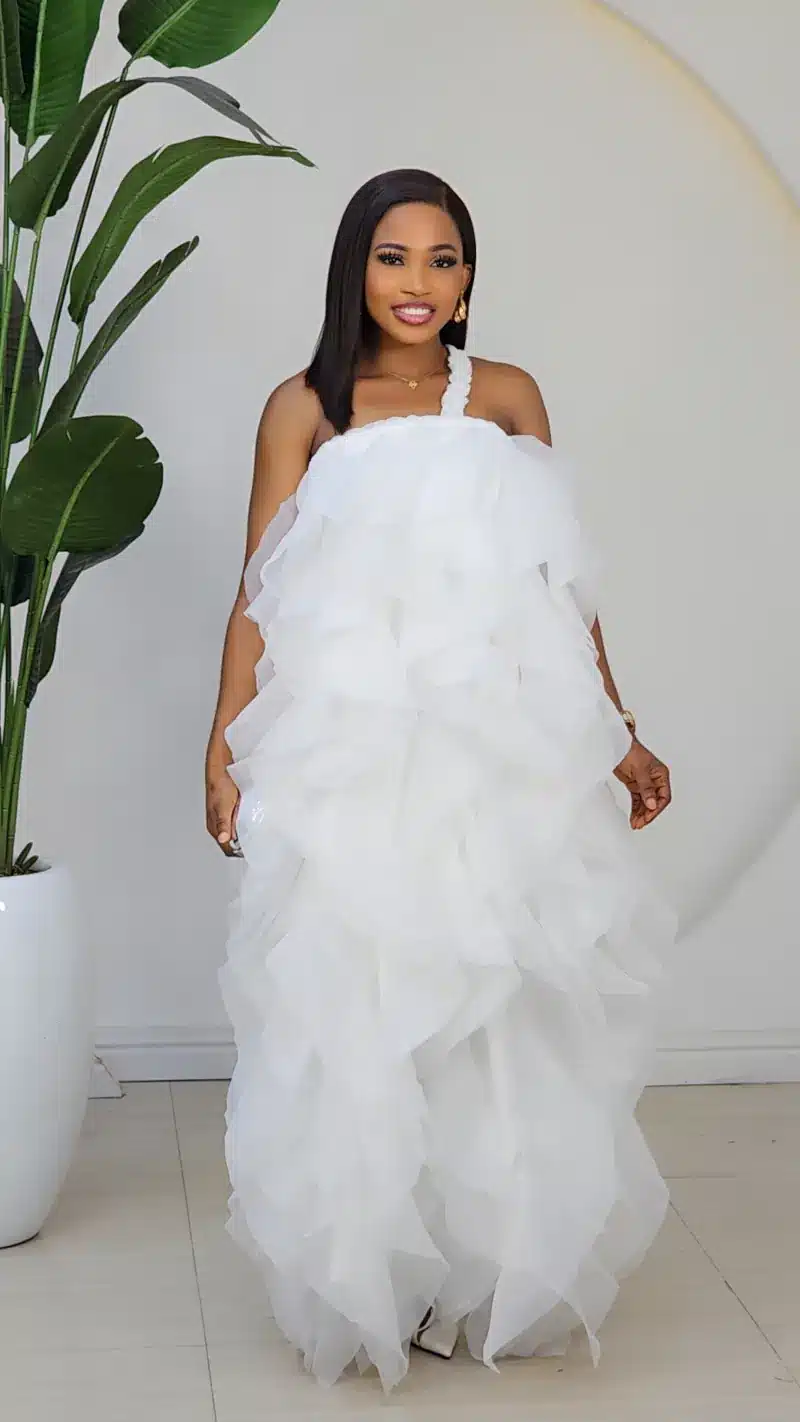 RUFFLE MONO STRIPE ANKLE DRESS 6182