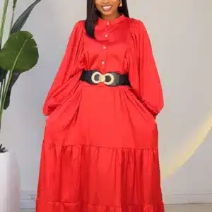 SATIN BUBBLE SLEEVE GYPSY DRESS