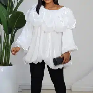 SATIN OFF SHOULDER BUBBLE DRESS 850 - Image 2