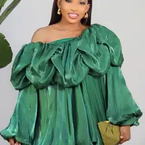 SATIN OFF SHOULDER BUBBLE DRESS 850 - Image 6