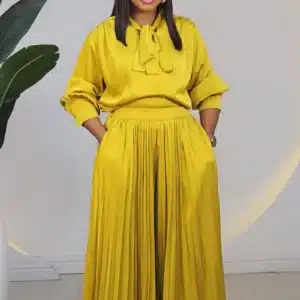 SATIN PLEAT PANT & KNOT TOP SET 6026 - Image 3