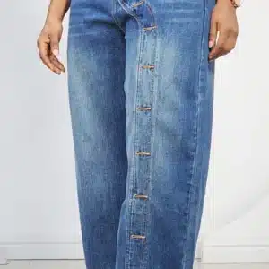 SIDE BUTTON BARREL JEANS 8503 - Image 2