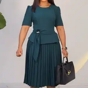 SIDE DRAPE PLEAT PEPLUM DRESS 6292 - Image 2