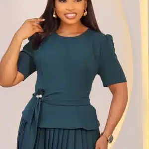 SIDE DRAPE PLEAT PEPLUM DRESS 6292 - Image 4