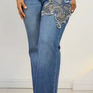 SIDE STUD BUTTERFLY BOOTCUT JEANS 6188 - Image 2