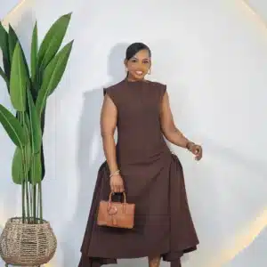 SLEEVELESS DOUBLE SIDE HEM BROOCH DRESS 308 - Image 2