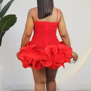 SPAG TISSUE RUFFLE HEM SHORT DRESS 574 - Image 3