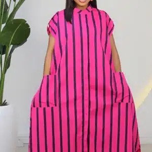 STRIPE MILITARY TURN UP FRONT POCKET DRESS 6017 - Image 5