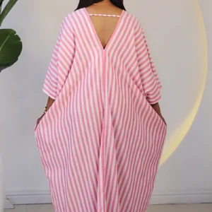 STRIPE V-NECK ABAYA DRESS 6019 - Image 15