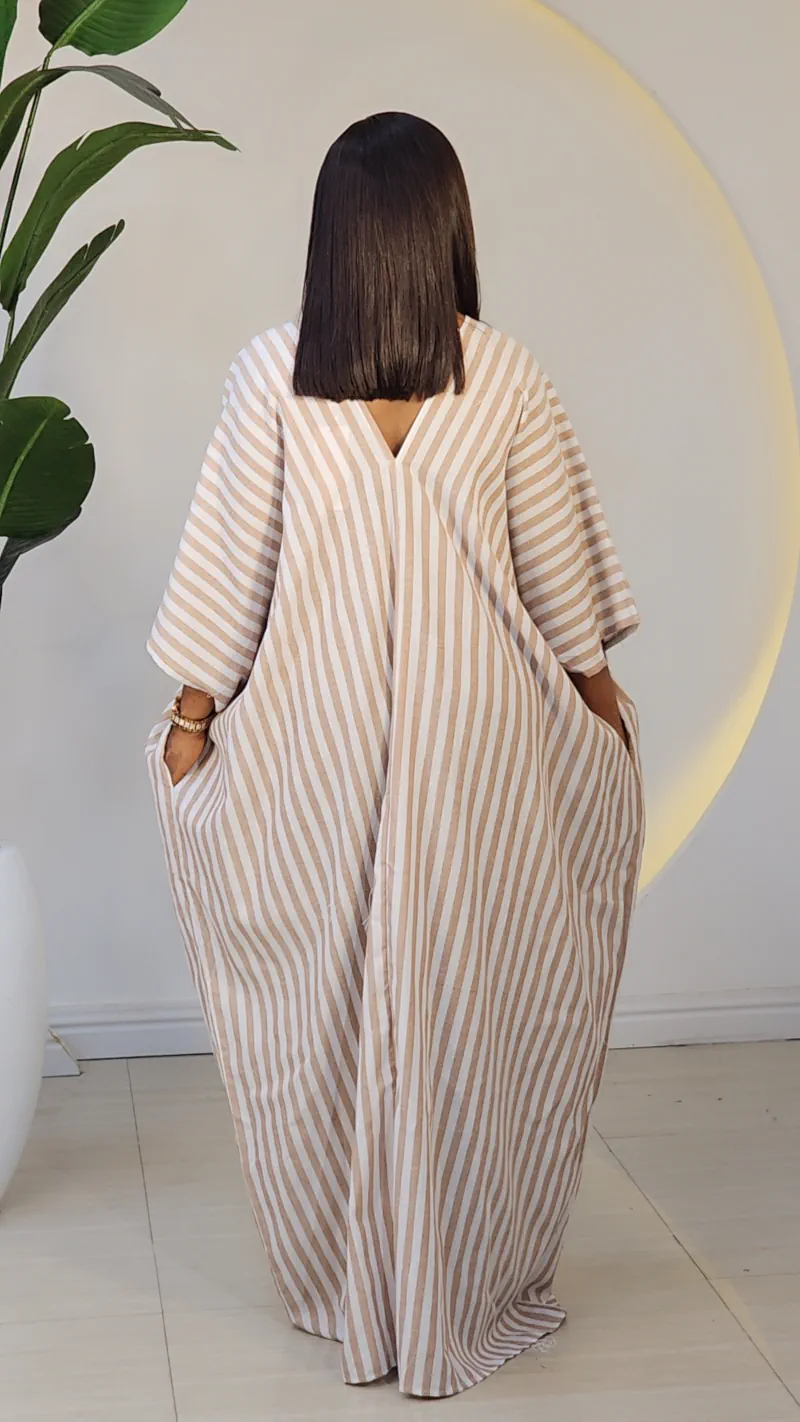 STRIPE V-NECK ABAYA DRESS 6019 - Image 13