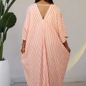 STRIPE V-NECK ABAYA DRESS 6019 - Image 14