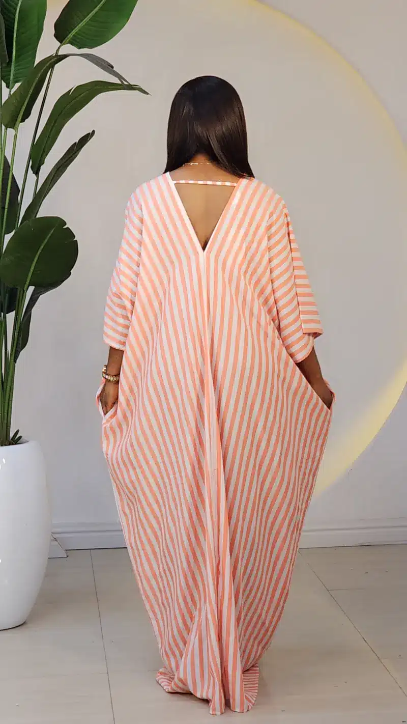 STRIPE V-NECK ABAYA DRESS 6019 - Image 14