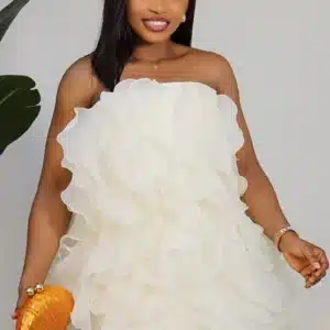 TUBE RUFFLE SHORT SPAG DRESS 856 - Image 4