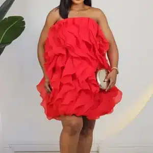 TUBE RUFFLE SHORT SPAG DRESS 856 - Image 2