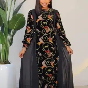 VELVET SIDE CHIFFON MAXI DRESS - Image 2