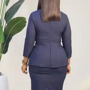 WHITE FALSE POCKET BUTTON PEPLUM DRESS 26050 - Image 4