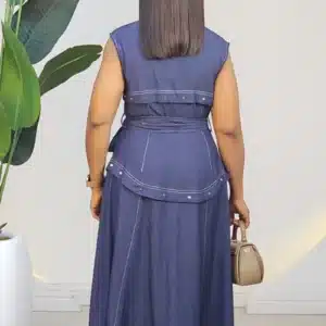 DENIM BUTTON DOWN & VACK DETAIL DRESS 0704A - Image 2