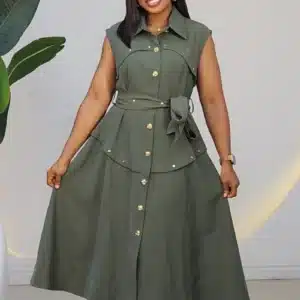 BUTTON DOWN & BACK DETAIL DRESS 0704A