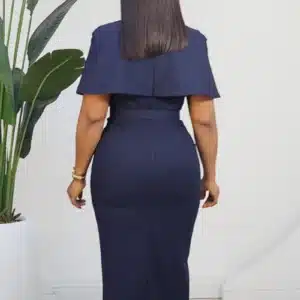 CAPE COLLAR MIDI BELTED DRESS L900 - Image 6