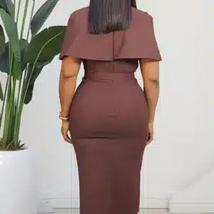 CAPE COLLAR MIDI BELTED DRESS L900 - Image 5