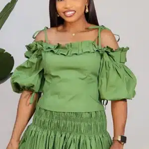 COLD SHOULDER TOP & FLARE SKIRT SET 6198 - Image 2