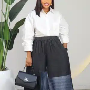 DENIM STRIPE HEM CULOTTES 80636