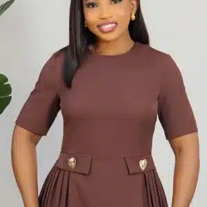 DOUBLE SIDE PLEAT MIDI DRESS L886 - Image 4