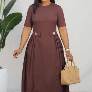 DOUBLE SIDE PLEAT MIDI DRESS L886 - Image 2