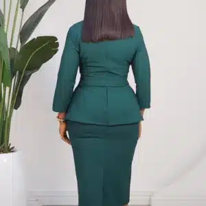 FABRIC BELTED COLLAR PEPLUM DRESS L872 - Image 8