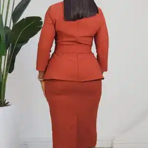 FABRIC BELTED COLLAR PEPLUM DRESS L872 - Image 7