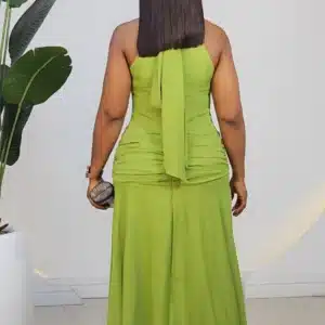 HALTER NECK CHIFFON RUCH DRESS 6194 - Image 7
