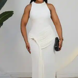 HALTER NECK RUCH WAIST DRAPE EVENING DRESS 2636 - Image 3