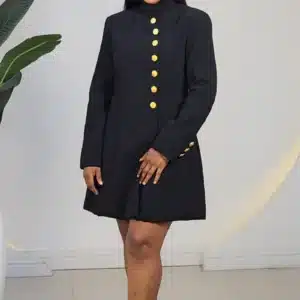 HIGH NECK SIDE BUTTON BLAZER DRESS 6275