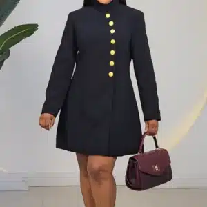 HIGH NECK SIDE BUTTON BLAZER DRESS 6275 - Image 3