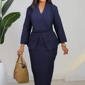 LACE INSERTED COLLAR PEPLUM DRESS L880 - Image 2