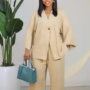 LINEN OVERSIZED SHIRT & PANT SET 6035 - Image 4