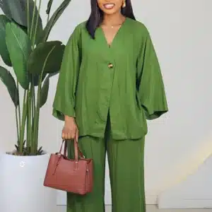 LINEN OVERSIZED SHIRT & PANT SET 6035 - Image 3
