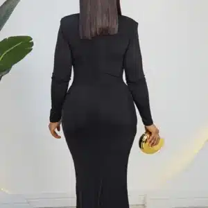 LONG SLEEVE FRONT DRAPE EVENING DRESS 2651 - Image 9