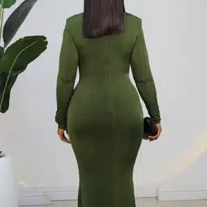 LONG SLEEVE FRONT DRAPE EVENING DRESS 2651 - Image 7