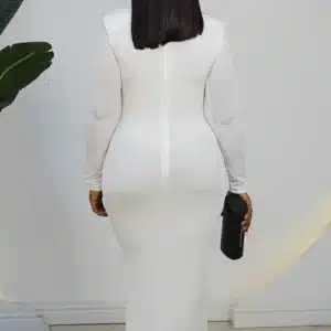 LONG SLEEVE FRONT DRAPE EVENING DRESS 2651 - Image 8