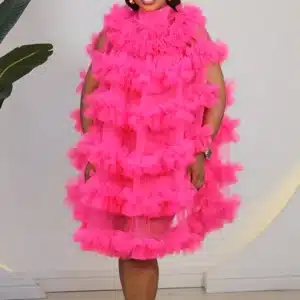 MESH RUFFLE LAYERS SWING DRESS A026 - Image 4