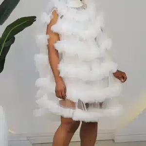 MESH RUFFLE LAYERS SWING DRESS A026 - Image 3