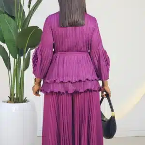 MIYAKE RUFFLE SLEEVE TOP & PLEAT PANT SET 0907A - Image 3